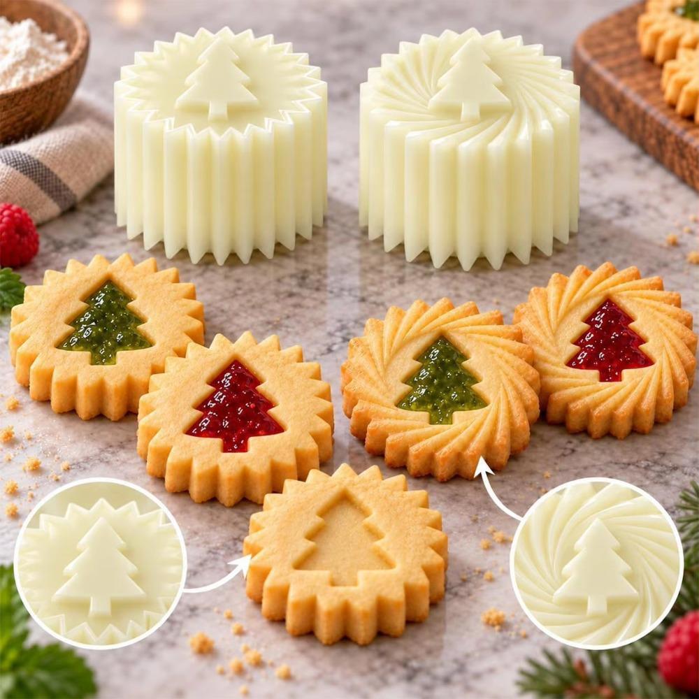 1/2pcs Double‑Sided Christmas Tree Pastry Mold Pineapple Tower Biscuits Mold  Mid Autumn Baking