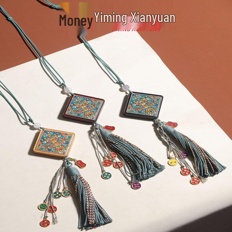 Ebony and Rosewood DIY Painted Tassel Car Pendant: Sandalwood Hanging Ornament Gift