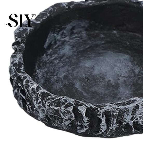 Natural Habitat Reptile Food Dish Feeding Realistic Stone-Like Water Bowl Terrarium Imitation Rock Texture Corner for Bearded Dragons Lizard