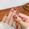 Autumn/Winter 3D Brown Bear Cat Paw Bean-Shaped Wearable Nail Stickers
