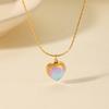Fashion Gold Heart Pendant Necklace with Natural Moonstone for Women Trendy Collarbone Chain
