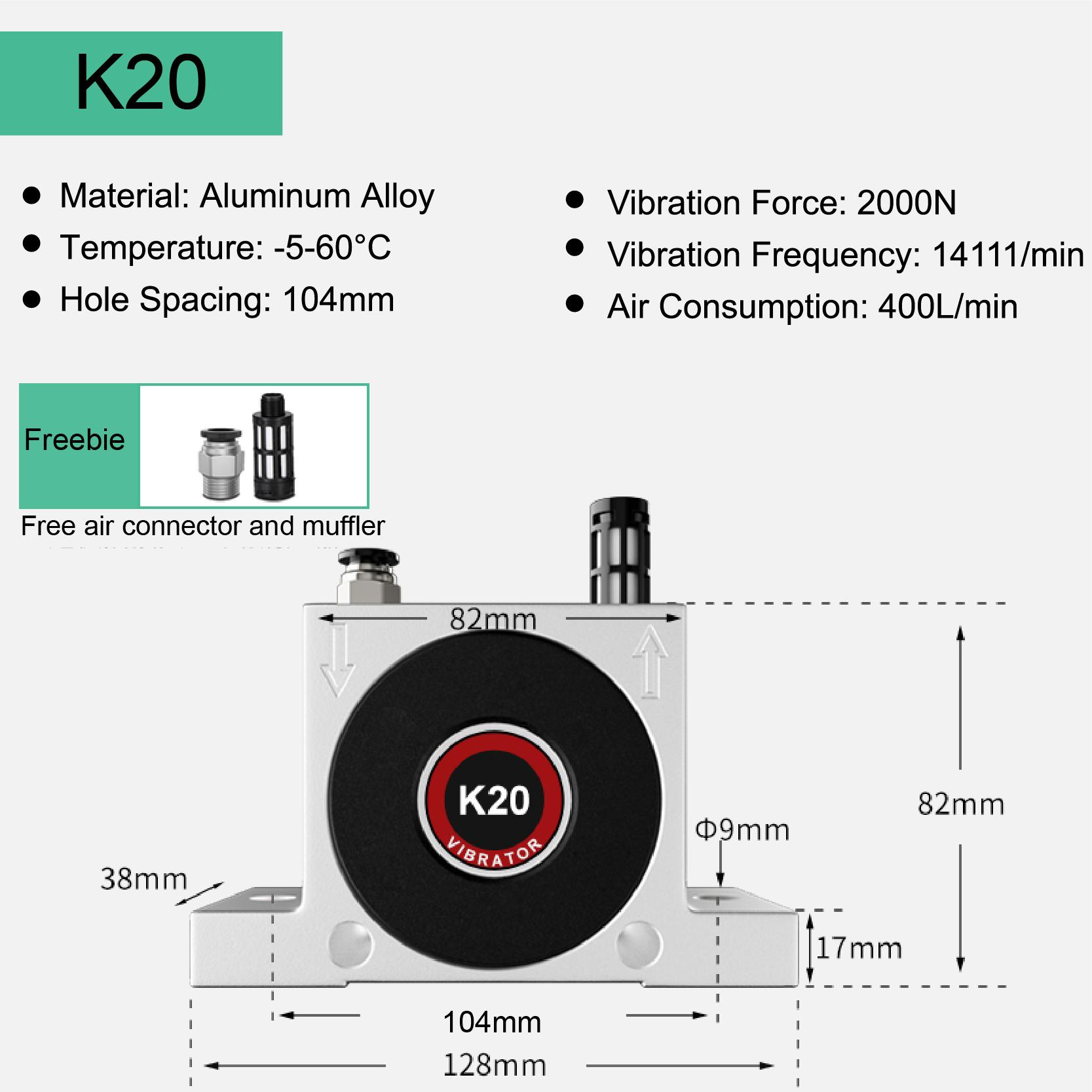 K20 K25 Pneumatic Ball Vibrator Air Operated Hopper Vibrator Bin Discharger Vibrator Turbine Vibration Motor for Silo K 20