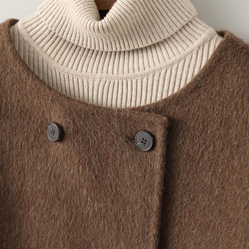 Spring New Double-sided Cashmere Coat Women's Short Round Neck Temperament Versatile Woolen Coat Small