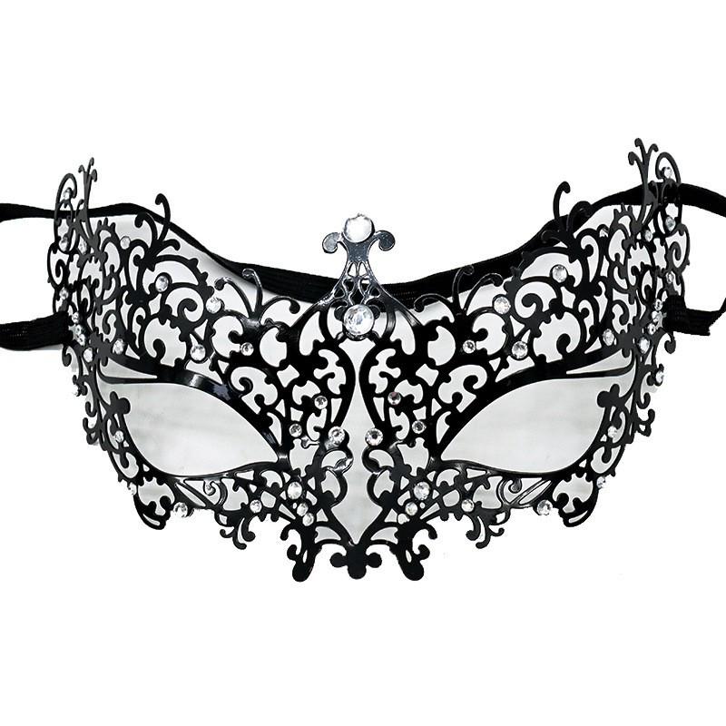 Women's Gold Rhinestone Half Face Mask for Halloween Masquerade