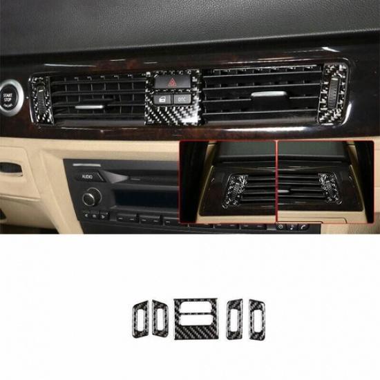 Real Carbon Fiber AC Air Outlet Pulley Cover Trim Fit For BMW 3-Series 2005-2012
