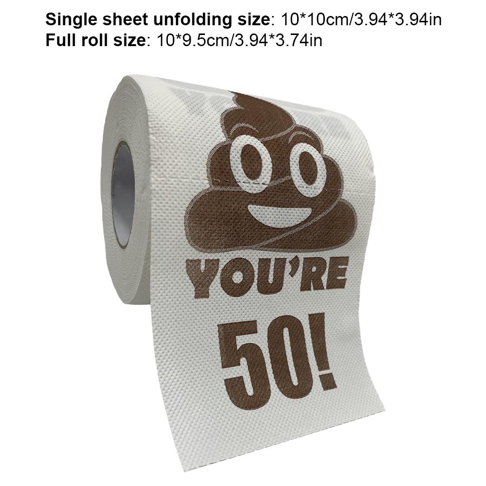 

Рулон туалетной бумаги с принтом какашек, забавный, на 30/40/50/60 лет, украшения на день рождения, туалетная бумага, подарки на день рождения для женщин и мужчин 1PCS