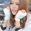 1 Pair Women Lovely Winter Glove Patchwork Knitted Imitation Rabbit Hair Half Finger Warm Gloves