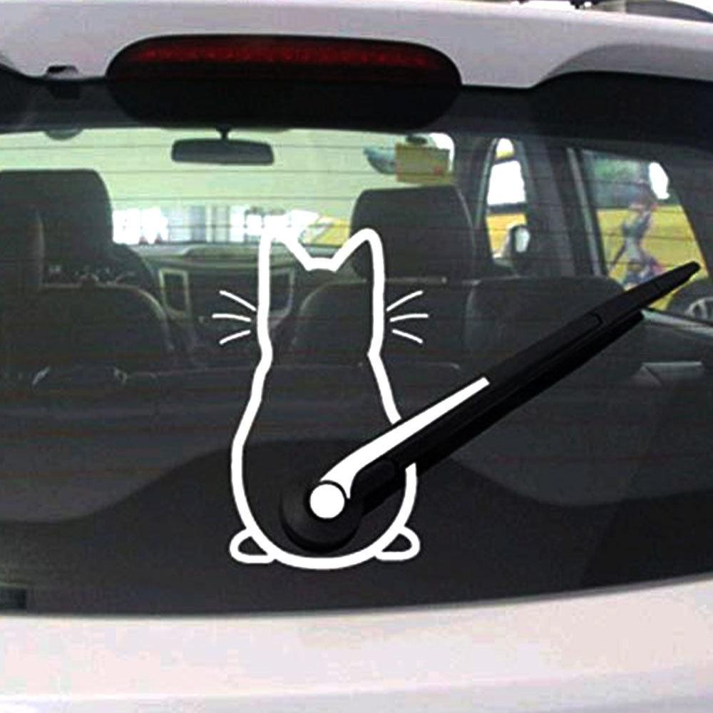 Car Interior Stickers Art Design Fun Cat Car Stickers Window Rear Glass Car Decoration  Styling Stickers and Decals