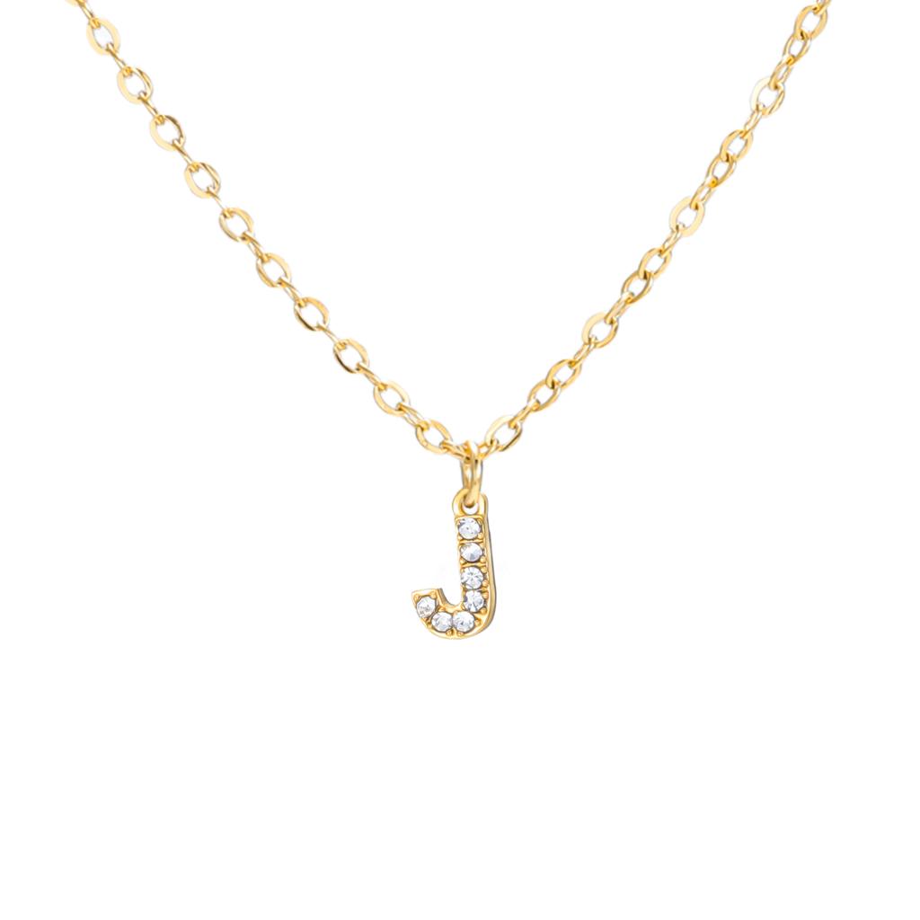 A-Z Initial Letter Pendant Necklace Gold Color Stainless Steel Clear Zircon Women Trendy Choker Minimalist Alphabet Jewelry Gift