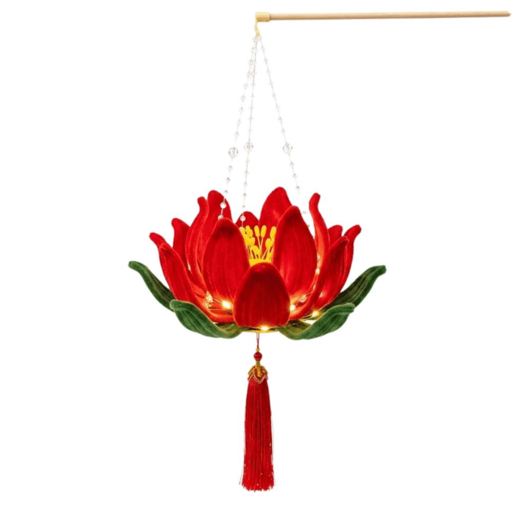 3D Twisted Stick Lotus Flower Lantern Luminous Handheld Lantern  Traditional Decor