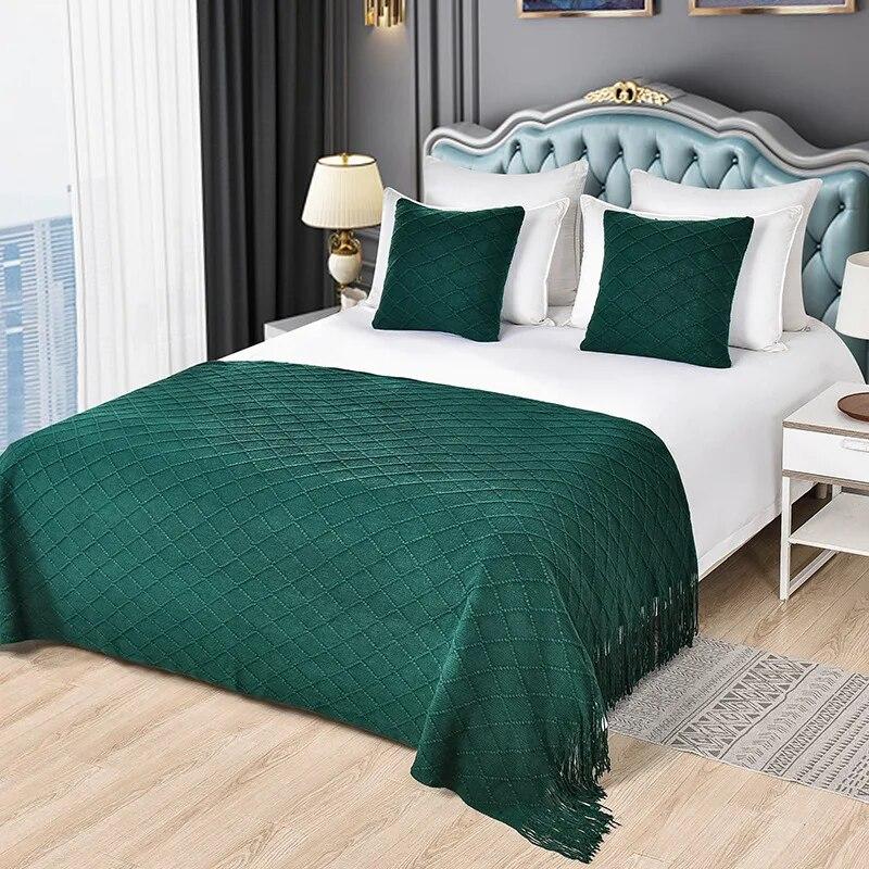 Bed End Scarf B&B Apartment Decoration Knitted Sofa with Scarf Hotel Bed Cover Bed End Blanket Hotel Bed Flag