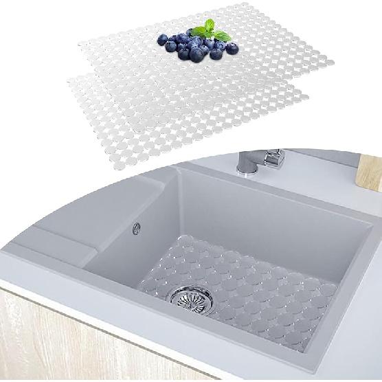 Sink Protectors Mat for Kitchen Sink - 2Pack Adjustable Kitchen Sink Mat Fast Draining - Dish Drying Mat for Dishes And Glassware - Easy to Clean &