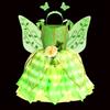 Vestito LED Luminoso per Bambina Ragazza Bambini Viola Verde Costume Cosplay Carnevale Festa di Compleanno Vestiti Costume di Halloween Abito da Ballo