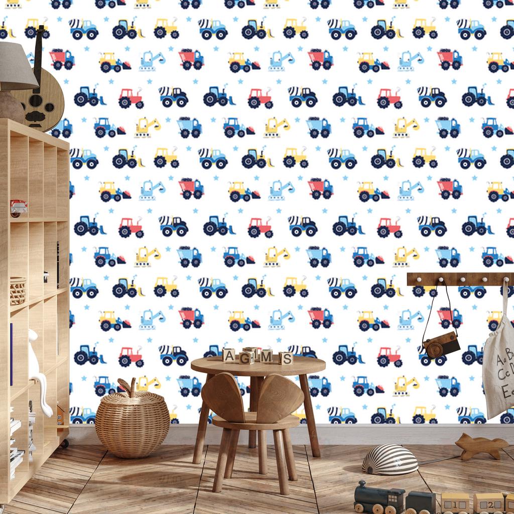 Tractors, vehicles and stars wallpaper for living room and bedroom 50x1000