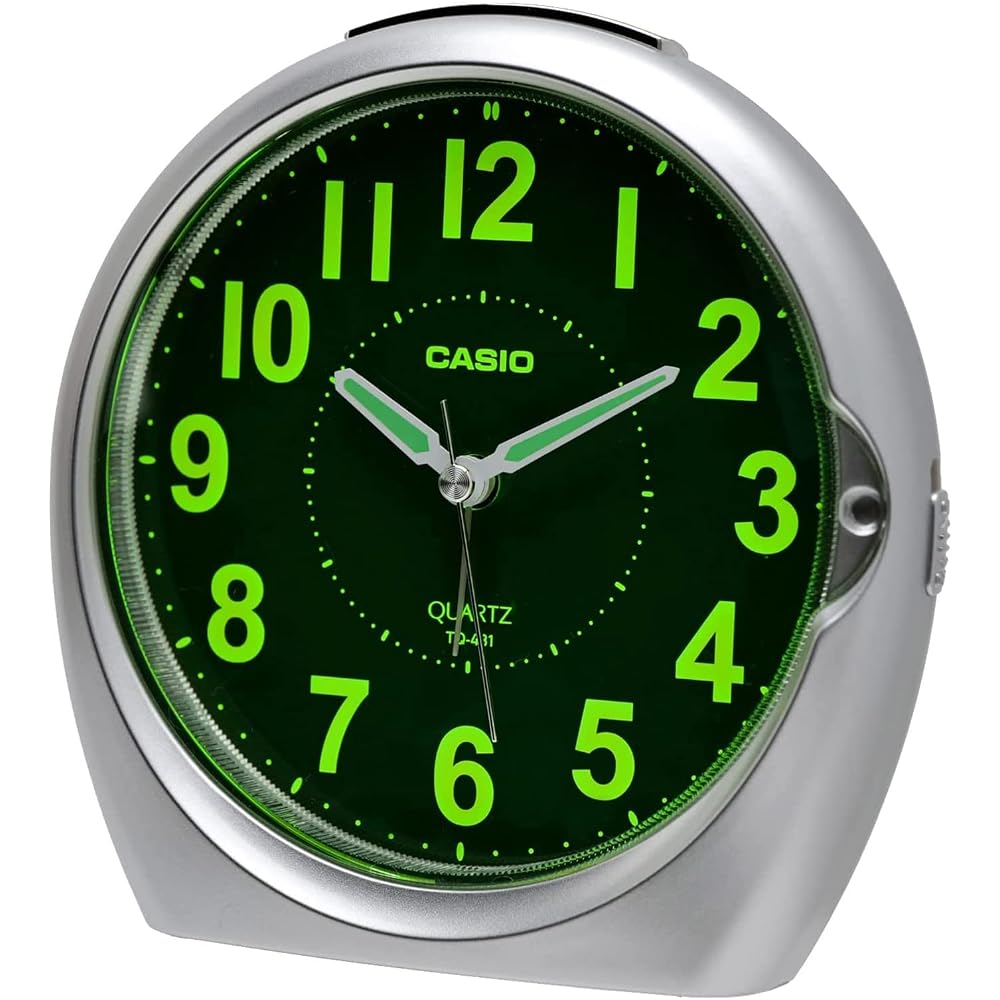 CASIO Analog Alarm Clock, Silver, Snooze, Light, TQ-481-8JF
