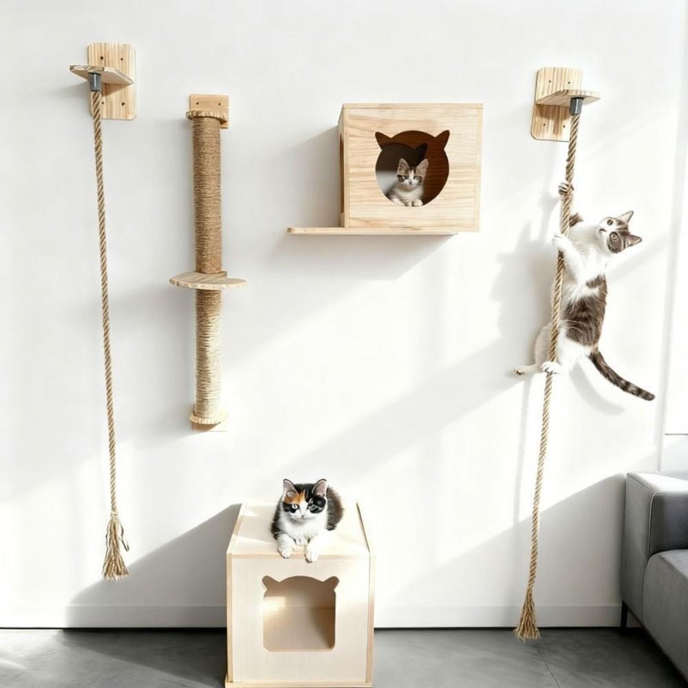 Bite Resistant Cat Scratch Rope Wear Resistant Cat Wall Rope Rack Funny Cat Climbing Shelf  Home