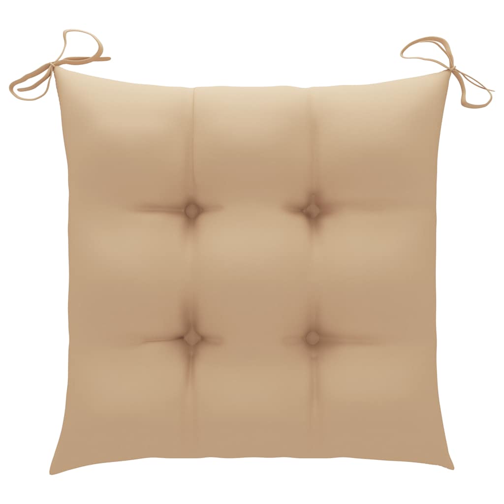 Garden Chairs with Beige Cushions 3 pcs Solid Teak Wood