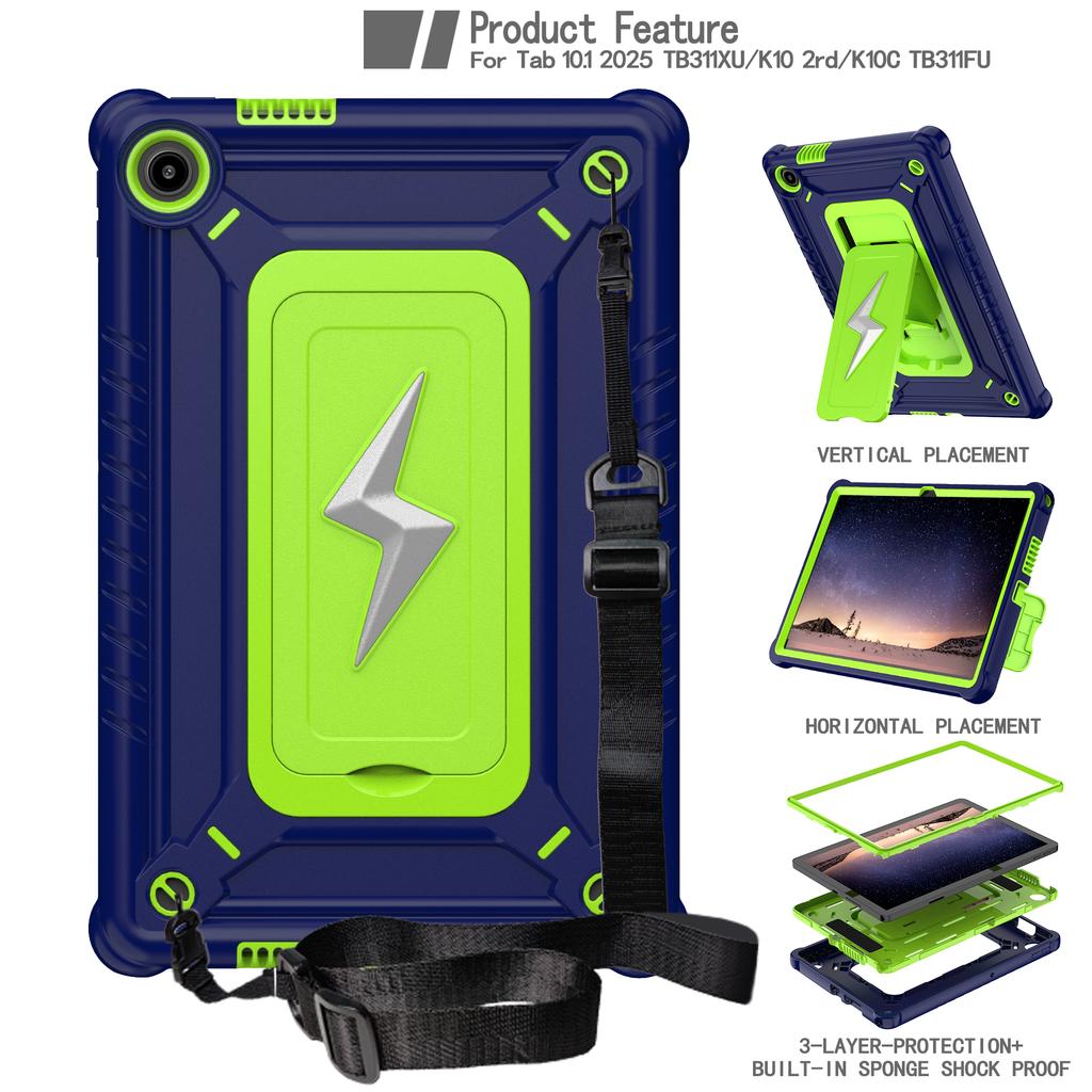Heavy Duty Stand Case Universal for Lenovo Tab 10.1 2025 K10C Model TB311XU TB311FU ZAEH0019IN ZAEH0180IN ZAEJ0054IN Armor Cover