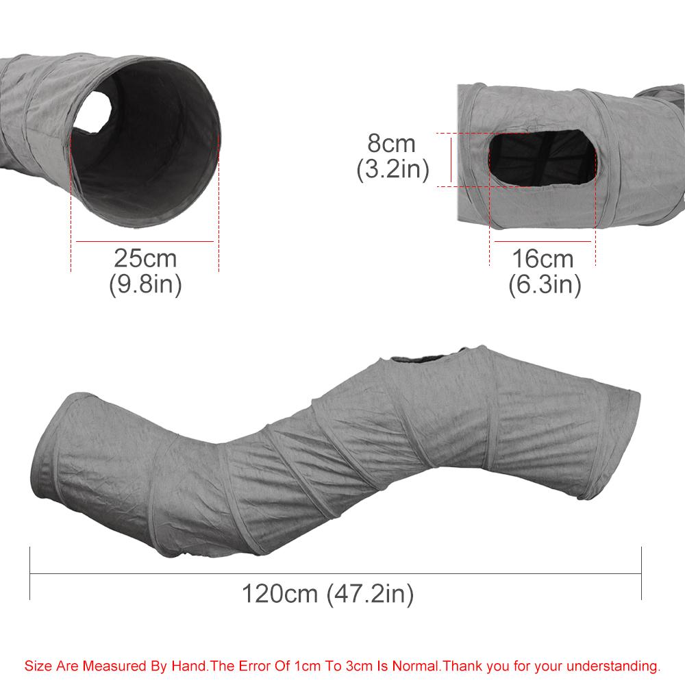 Gray Foldable Cat Tunnel 3 Holes Kitten Drill Bucket Toys Indoor Pet Toy Catwalk Tubing