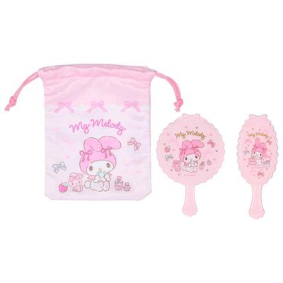 Sanrio My Melody Mirror & Brush Set Japan NEW