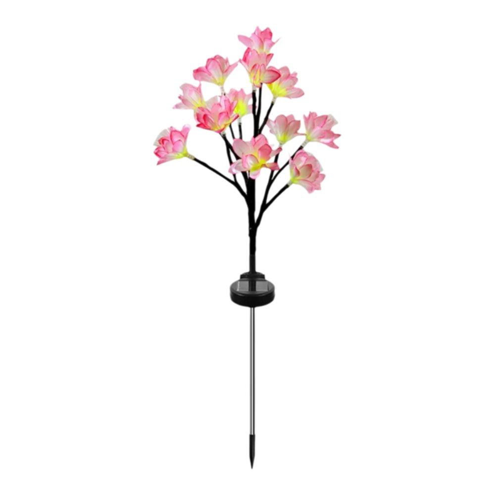 Solar Charging Camellia Simulation Plant Light Waterproof IP65 Simulation Plant Design Solar Powered Ground Light Ground Mounted розовый