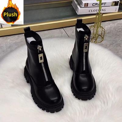 Women's Shoes Autumn and Winter Fleece Thickened Warm Boots Thick-soled Leather Shoes All-match Fashion