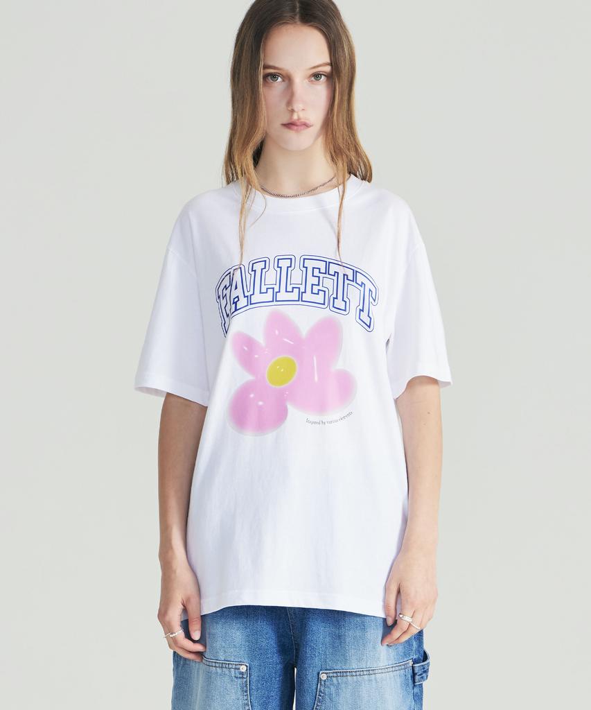 FALLETT Balloon Flower Short Sleeve T-Shirt White