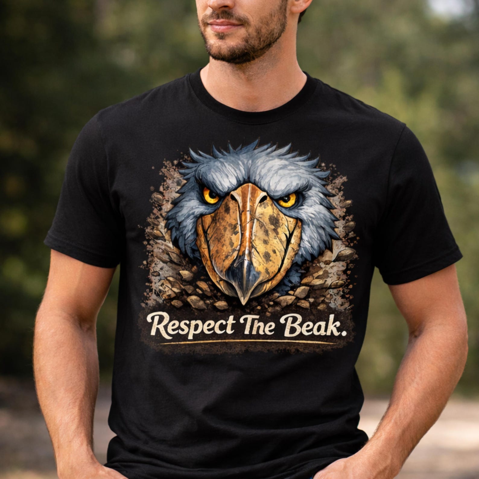 Respect The Beak Shoebill T-Shirt | Shoebill Stork Graphic Tee 2XL