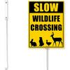 Slow Wildlife Crossing Sign With Stake Slow Down Sign For Neighborhoods Yard Farm Aluminium Caution 8x12inch Farm Decorations Yard Lawn Walkway