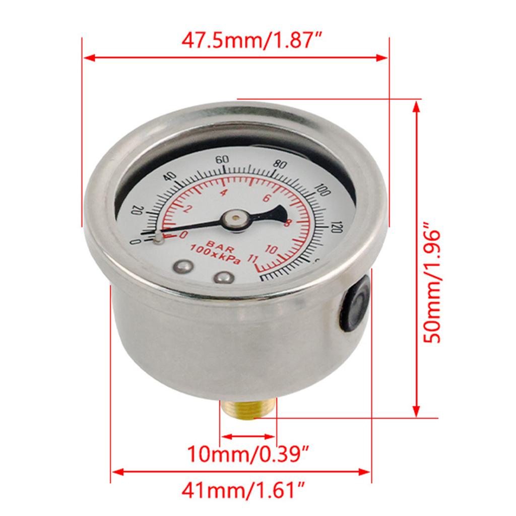 Oil Press Gauge for Auto Liquid Liquid 0-160 Psi 1/8 NPT Tester Monitoring System Fuel Pressure Gauge Meter Universal