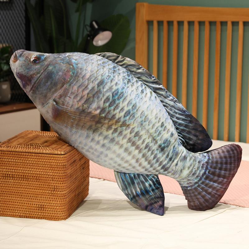 3D Crucian Carp Plush Toy & Grass Carp Mandarin Fish Pillow - Cat Teaser & Funny Cloth Doll