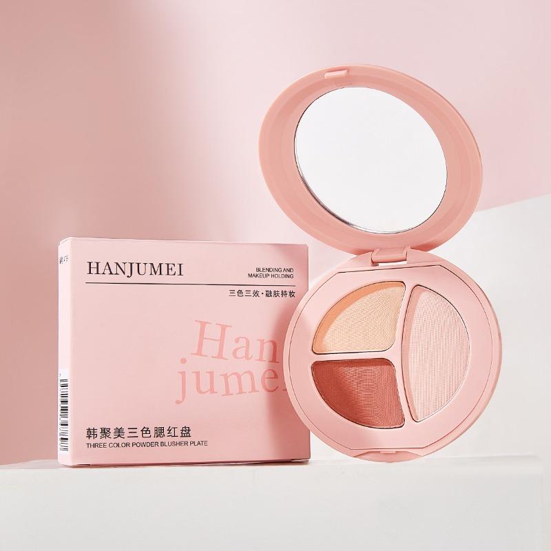 

Трехцветная пластина для румян, пластина для многоцелевого использования нюдового макияжа, матовая, расширяющая цвет, подчеркивающая естественную трехмерную красоту 1pcs