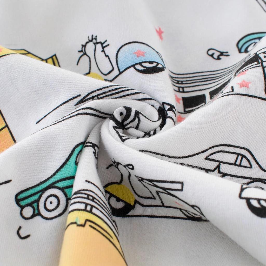 Korean Style Boys' Summer 2024 T-Shirt - Little Cars Cartoon Short Sleeve Sweatshirt