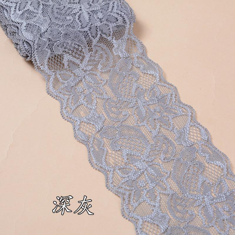 Buntes elastisches florales Spitzenband DIY Bekleidung Nähstoff 8cm breit Schwarz Weiß Rot Rosa Blau Lila Grün Gelb Spitzenband