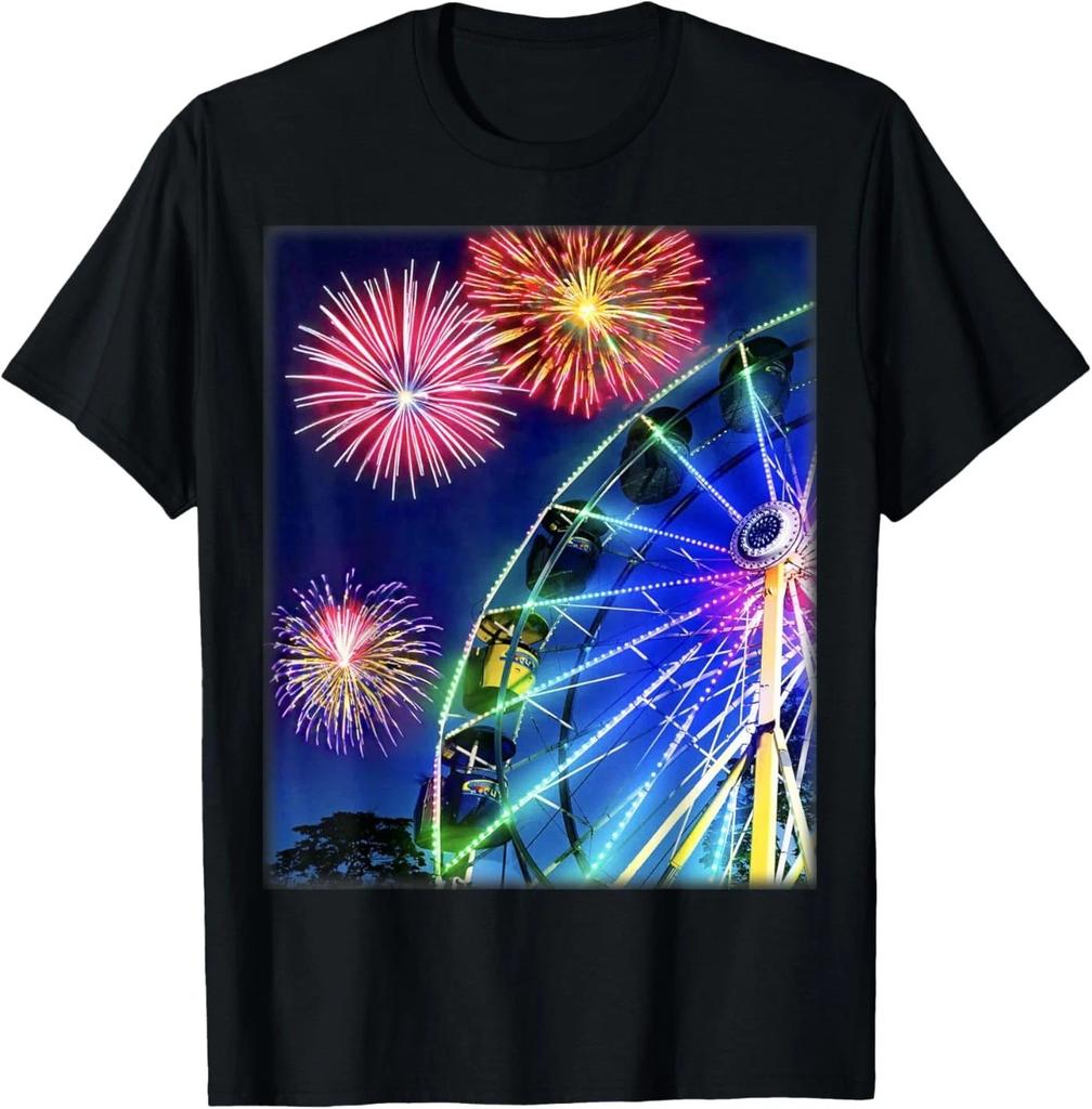 Carnival Ferris Wheel Fireworks T-Shirt