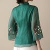 Chinese Style Embroidered Blouse Modified Stand Collar Bat Sleeve Loose Top Vintage Temperament Women's Clothing
