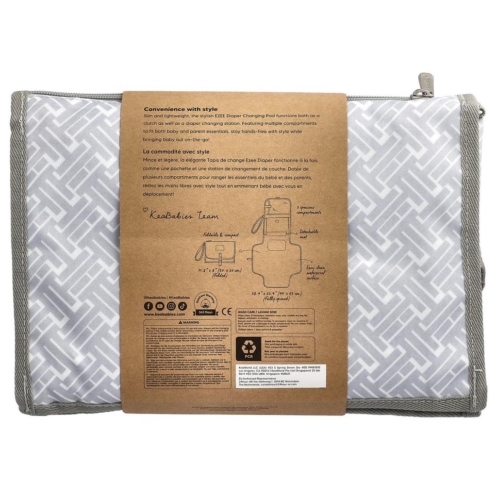 KeaBabies, Ezee Diaper Changing Pad, Infant, Gray, 1 Count