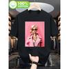 Men'S Vintage Anime Graphic T-Shirt - Hot Pink Retro Pop Art Short Sleeve Round Neck Casual Tee with Bold Female Character Design, All-Season Comfort