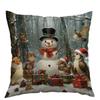 Christmas Theme Sofa Pillow Cover Snowman Print Cushion Cover Polyester Pillow Cover Car Cushion Cover