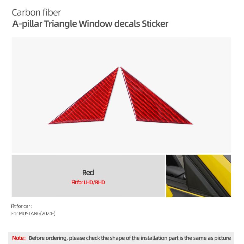 Carbon Fiber For Ford Mustang GT 2024 2025 A-pillar Triangular Trim Protective Sticker Tuning Car Exterior Decor Accessories