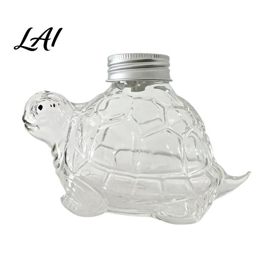 Glass Cookie Jar with Lid Candy Jar Cute Owl Dog Turtle Cat Shape Container Airtight Lid Moisture Proof Moisture-proof for Pet Snack Storage C