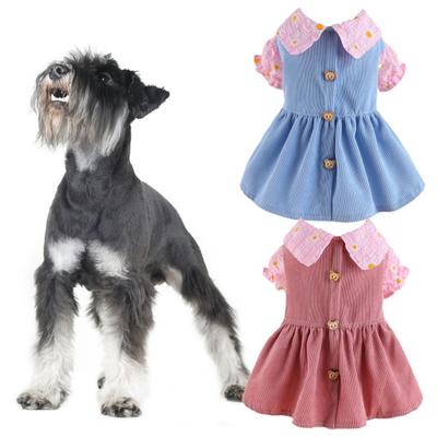 Adorable Pet Princess Dress Bear Button with Cute Breathable Cat Soft Comfortable Dog Dress for Spring Summer