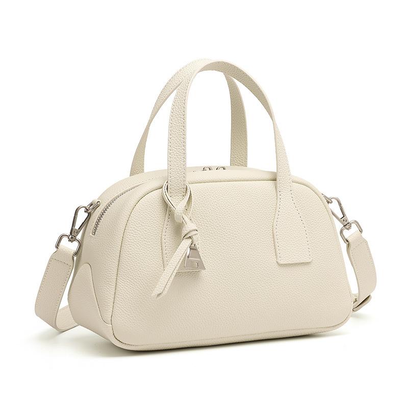 First Layer Cowhide Small Bowling Bag Hobo Bag Fashion Trend Handbag Leather Messenger Shoulder Bag