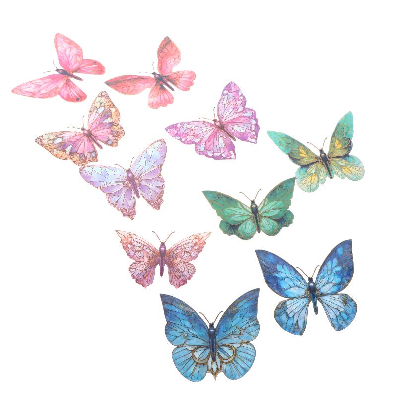 10Pcs 3D Hollow Colorful Butterfly Wall Stickers Pet Waterproof Decorative Stickers For Scrapbooking Diy Home Wall Journal