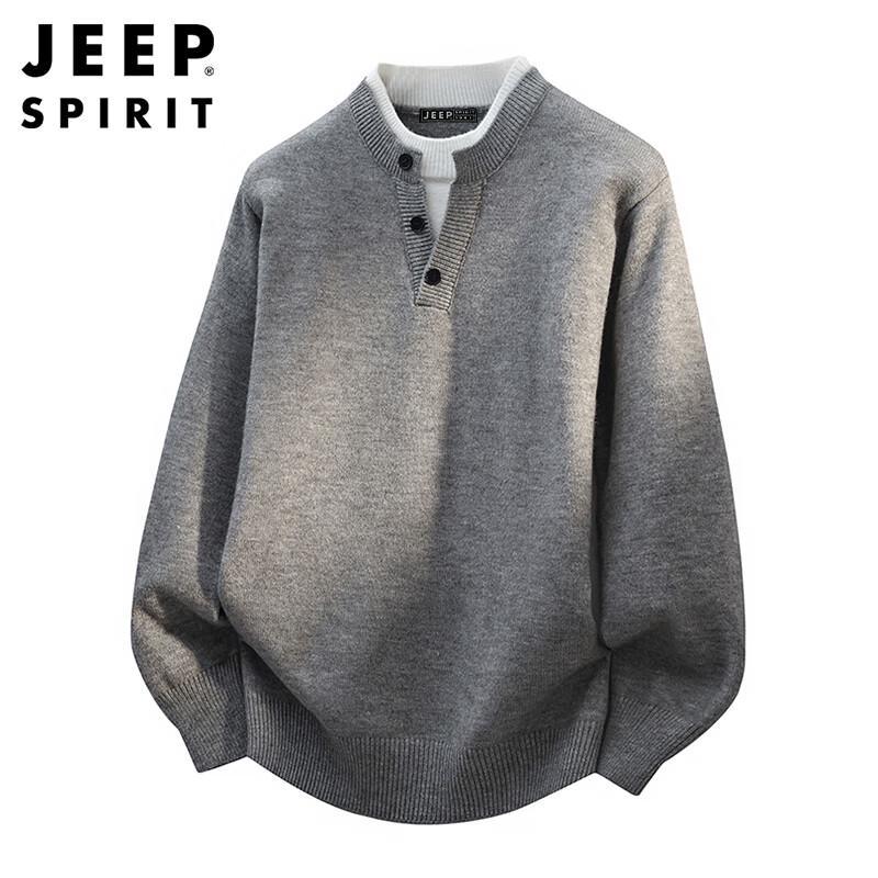 

JEEP SPIRIT Men s Faux Two-Piece V-Neck Knit Sweater L