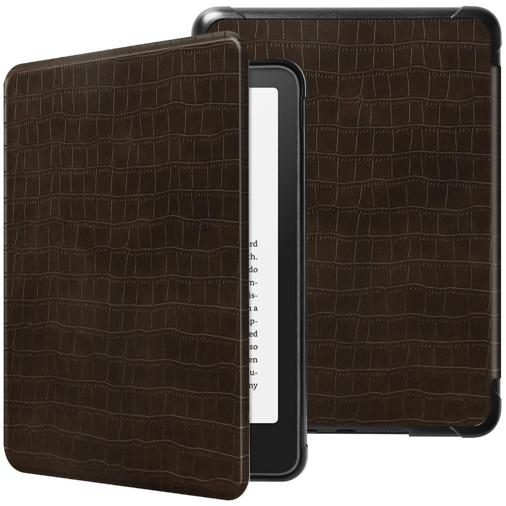 Case for Kindle Paperwhite 12th Gen 7-Inch (2024 Release) - Stylish Crocodile Synthetic Leather Shockproof Hard Shell