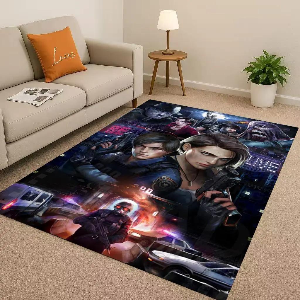 3D Leon R-Resident Evil Game Cartoon Living Room Non-Slip Area Rug Soft Carpet for Bedroom Playroom Sofa,Easy Clean Home Doormat