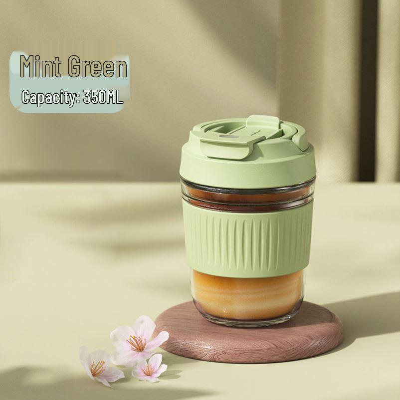 Stylish Transparent Glass Water Cup with Straw Single Cup