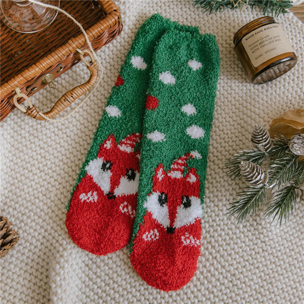 Cozy Coral Fleece Christmas Socks - Thick, Warm Plush Sleep Socks for Men & Women Couples, Perfect Gift