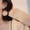 New Year Earrings With Snowflake Fur Balls For Women, Autumn And Winter Plush Earrings With Red Bow Earrings And Earrings
